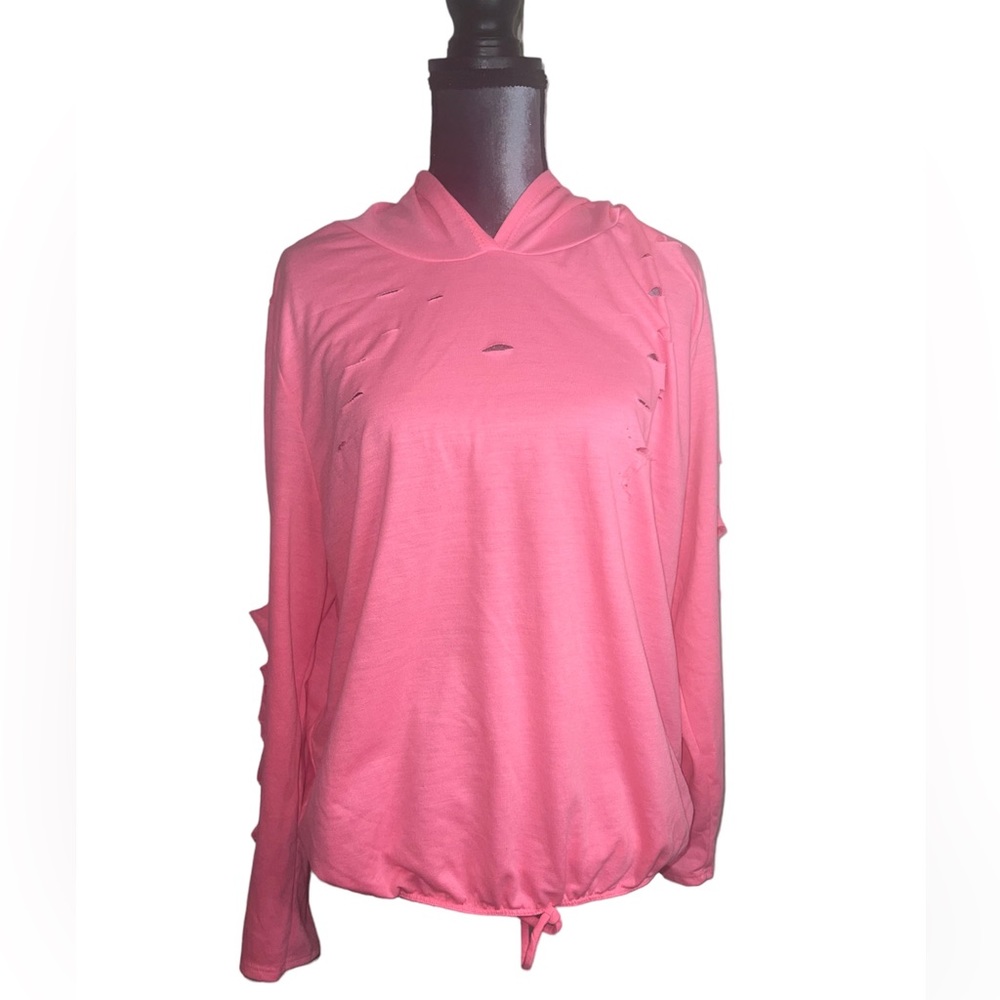 Blush Cut Up Crop Top Hoodie 3X